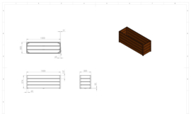 Hardhouten plantenbak `Santa Cruz` 150 x 50 x 57.4 cm