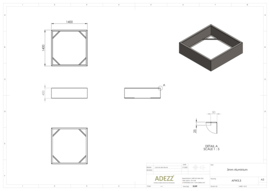 Aluminium borderbak 'Rubik' plantenbak zonder bodem 140x140x40cm