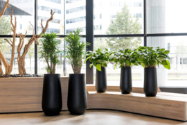 Ronde Fiberstone vaas  'Houston'  Ø70 x H33,5 cm | Kleur: Antraciet Stonelook