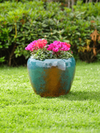Keramiek plantenbak 'Oceano' mixed blauw geglazuurd Ø55 x H44 cm