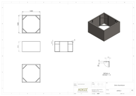 Aluminium borderbak 'Rubik' plantenbak zonder bodem 140x140x80cm