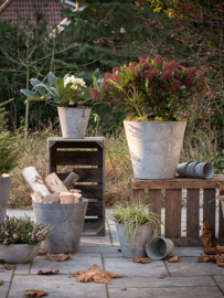 Duurzame composiet plantenbak taps toelopend 'Stone Art' | Gerecyclede plantenbak Ø 43 x H 39 cm