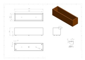 Cortenstaal plantenbak rechthoek 'Premium' 150 x 40 x 40 cm