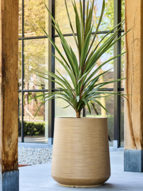 Ronde Fiberclay bloembak 'Sandflow' | kleur: Brown Beige | Ø 49 x H 55 cm