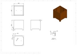 CorTenstaal plantenbak 'Premium' op poten 80x80x80 cm