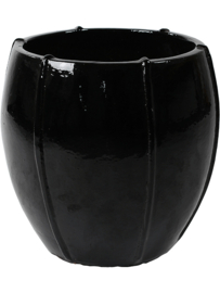 Keramiek plantenbak 'Felice' hoogglans zwart lak Ø55 x H55 cm