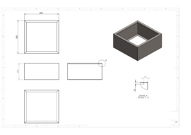 Aluminium plantenbak zonder bodem 80x80x40 cm