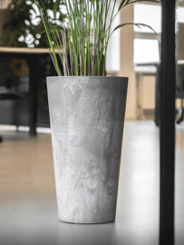 Duurzame composiet plantenbak taps toelopend 'Stone Art' | Gerecyclede plantenbak Ø 37 x H 70 cm