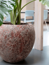 Keramiek plantenbak gemeleerd red lava Ø54 x H50 cm
