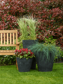Duurzame composiet plantenbak taps toelopend 'Stone Art' | Gerecyclede plantenbak Ø 43 x H 39 cm