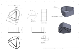Polyester design plantenbak 'Barba' 130x126x60cm