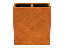 Cortenstaal plantenbak rechthoek met uitneembare vakverdeling 'Vidam' 85 x 45 x 90 cm