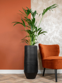 Keramiek plantenbak 'Hazel' zwart mat  Ø31 x H70 cm
