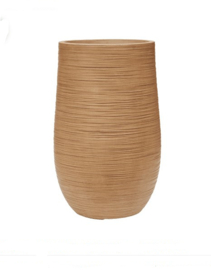 Ronde Fiberclay bloembak 'Sandflow' | kleur: Brown Beige | Ø 48 x H 75 cm