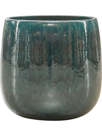 Keramiek plantenbak 'Illy' glanzend petrolblauw  Ø56 x H56 cm