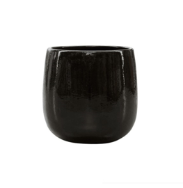 Keramiek plantenbak 'Illy' zwart hoogglans lak  Ø56 x H56 cm
