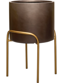Kunststof plantenbak op poten 'Gambe' Ø 62 x H 40 cm | Coffee