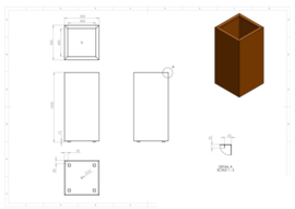 CorTenstaal plantenbak 'Premium' 50x50x100 cm