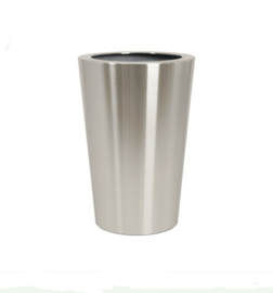 RVS plantenbak, conische vorm 'Panache Plus' op ring | brede bovenrand Ø39 x H59cm