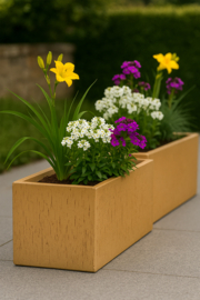 Langwerpige Fiberclay plantenbak 'Rainfall' | kleur: Brown Beige | L 70 x B 23 x H 23 cm