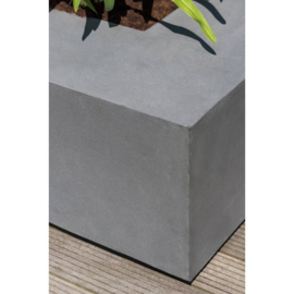 Vierkante stonelook plantenbak `Memphis` met zitrand L140 x B140 x H47.5 | Kleur: Grey Stonelook