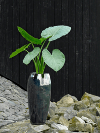 Keramiek plantenbak  'Alonzo' metaalblauw geglazuurd D41xH100 cm