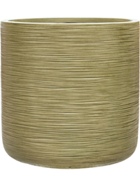 Ronde Fiberclay bloembak 'Sandflow' | kleur: Green | Ø44 x H 44 cm