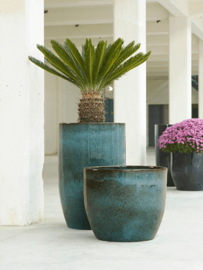 Keramiek plantenbak  'Coco' turquoise geglazuurd Ø41xH63 cm
