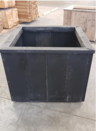Steigerhouten plantenbak op wielen - geschaafd zwart 60x60x50 cm