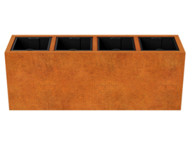 Cortenstaal plantenbak rechthoek met uitneembare vakverdeling 'Vidam' 165 x 45 x 45 cm