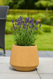 Ronde Fiberclay plantenbak 'Rainfall' | kleur: Brown Beige | Ø 41 x H 37 cm