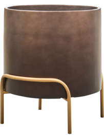 Kunststof plantenbak op poten 'Gambe' Ø 50 x H 53 cm | Coffee