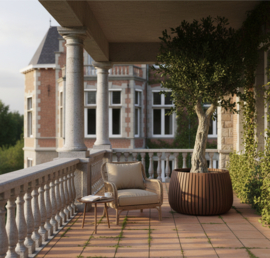 Bamboe hardhouten plantenbak rond 'Mori Sphere' Kleur: donkerbruin | Ø98 x H60 cm