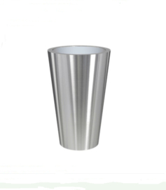 RVS plantenbak, conische vorm 'Panache Plus' op ring | brede bovenrand Ø60 x H95cm