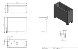 Aluminium plantenbak langwerpig 'Border op poten' 100x40x80 cm