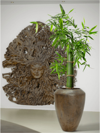 Keramiek plantenbak  'Verla' goudkleurig Ø50 x H88 cm