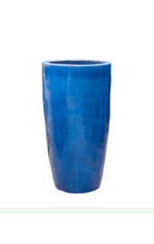 Keramiek plantenbak  'Vico' blauw geglazuurd D36xH70 cm