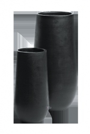 Ronde plantenbak `Idaho` (set, 2 stuks). Afmeting: Ø50 x H101 en Ø35 x H70 cm. Kleur: Stone Black