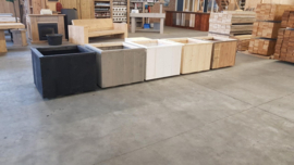 Steigerhouten plantenbak op wielen - geschaafd wit 120x46x60 cm