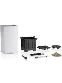 Stonelook plantenbak Quartzwhite met verlichting + bewateringssysteem 40x40x76 cm