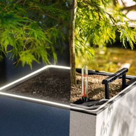 Stonelook plantenbak Quartzwhite met verlichting + bewateringssyteem 40x40x41 cm