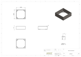 Aluminium borderbak 'Rubik' plantenbak zonder bodem 120x120x40cm