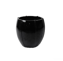 Keramiek plantenbak 'Felice' hoogglans zwart lak Ø55 x H55 cm