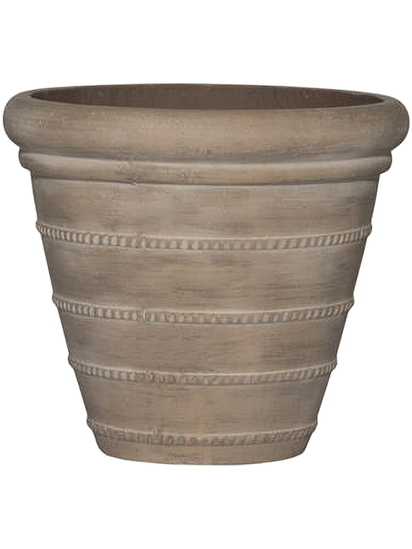 Ronde stonelook bloembak `Veridian` | Kleur Beige Ø52 x H46 cm