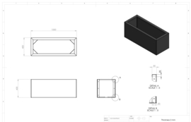 Verzinkt staal plantenbak 100x40x40cm (bouwpakket)