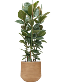 Ronde Fiberclay bloembak 'Sandflow' | kleur: Brown Beige | Ø 41 x H 44 cm
