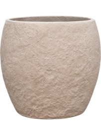 Langwerpige Fiberclay plantenbak 'Coastal Rock' | kleur: Khaki  | Ø 43 x H 41 cm