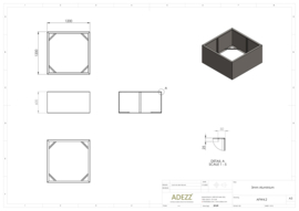 Aluminium borderbak 'Rubik' plantenbak zonder bodem 120x120x60cm