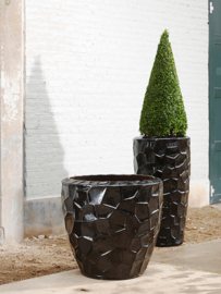 Keramiek plantenbak 'Sophia' zwart hoogglans lak  Ø55 x H50 cm