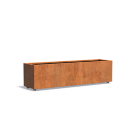 CorTenstaal plantenbak op wielen 'Premium' 200x50x50 cm